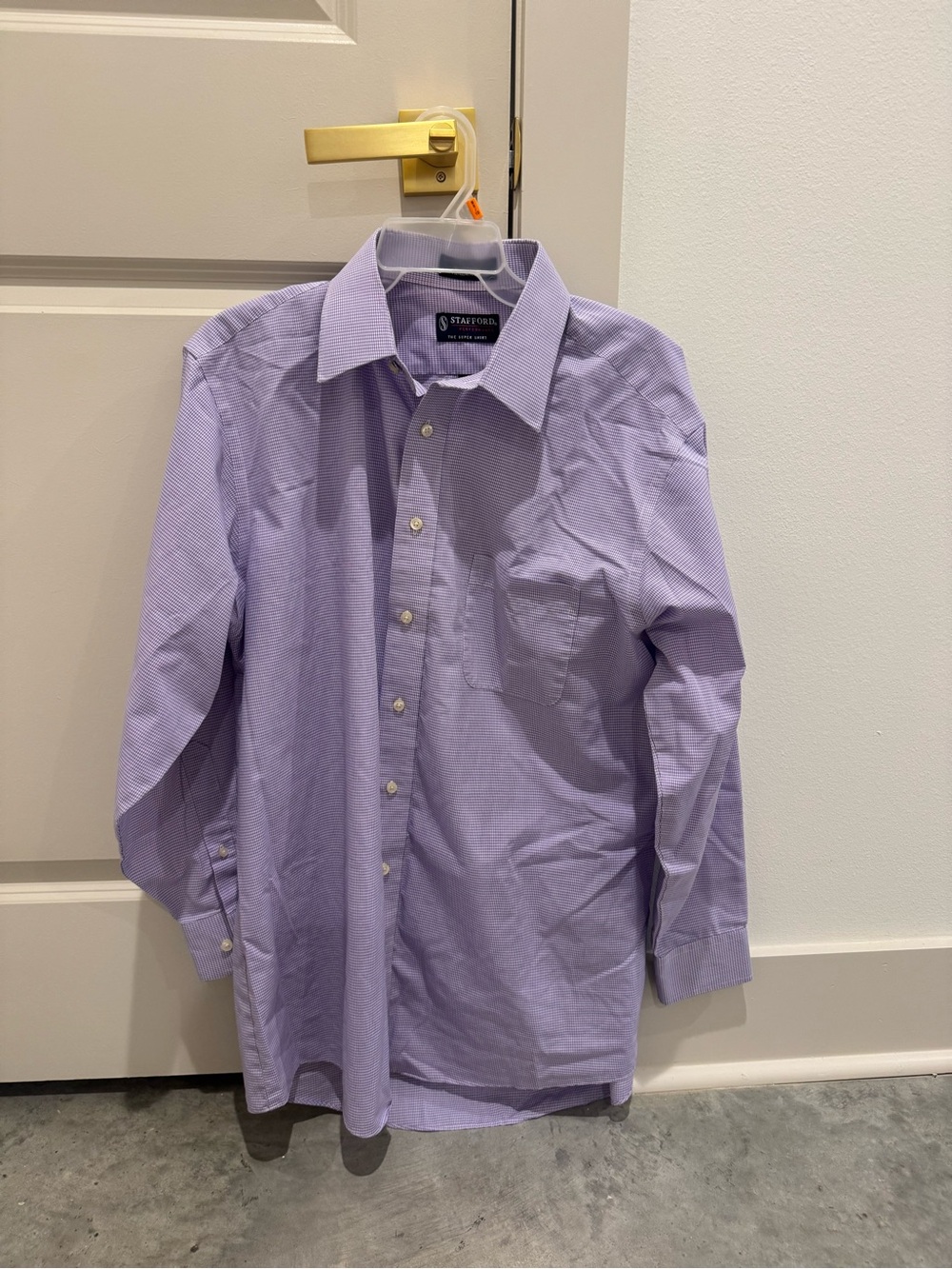 Stafford Men's Lavender Micro-Check Dress Shirt